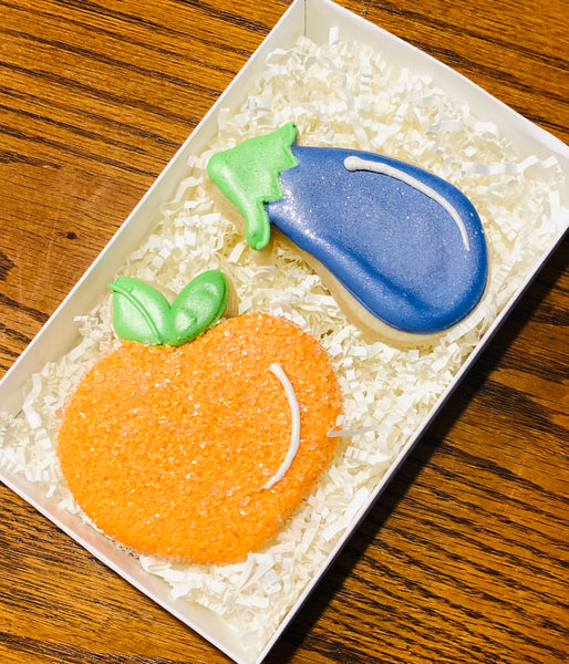 Peach and Eggplant Emoji Cookie Box